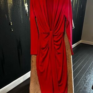 Elegant Red and Tan Women's Dress